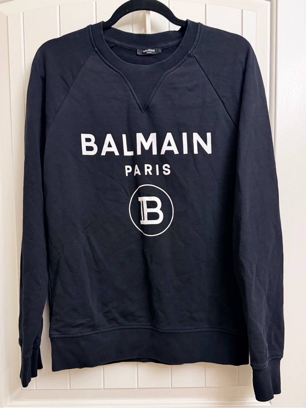 Balmain Black Cotton Sweatshirt with Logo Print